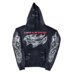 Black-Hellstar Airbrushed Skull Hoodie