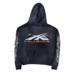 Black-Hellstar Airbrushed Skull Hoodie
