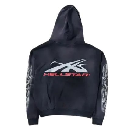 Black-Hellstar Airbrushed Skull Hoodie