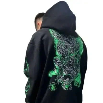 Black & Green Hellstar Dragon Graphic Hoodie
